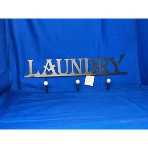 Decorative Laundry Wall Hook - Black Metal with White Ball Accents